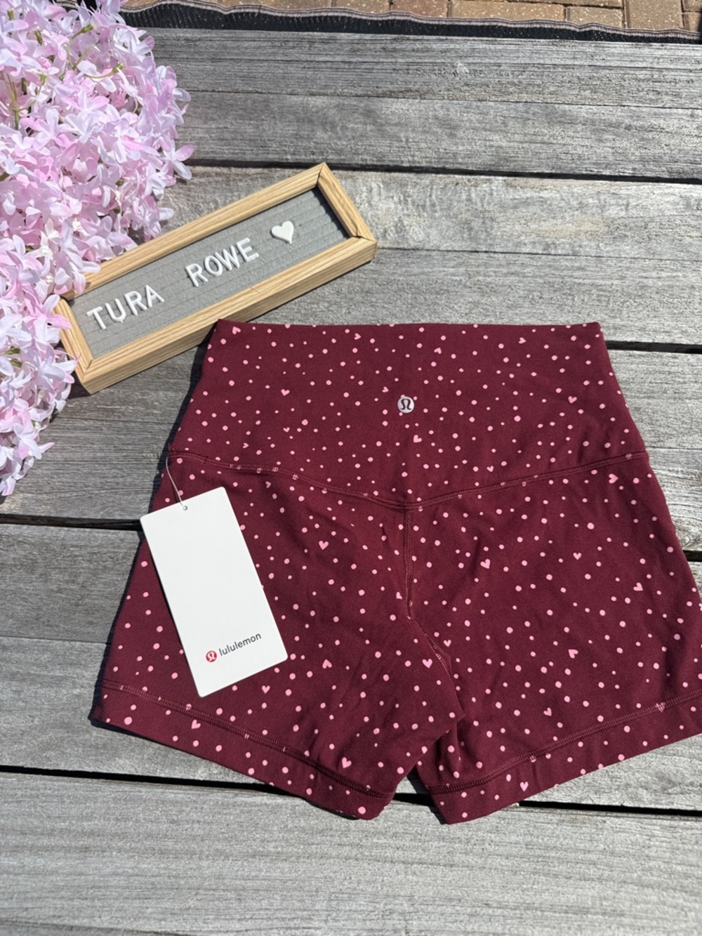 Lululemon athletica Burgundy Shorts with Pink Dot Print